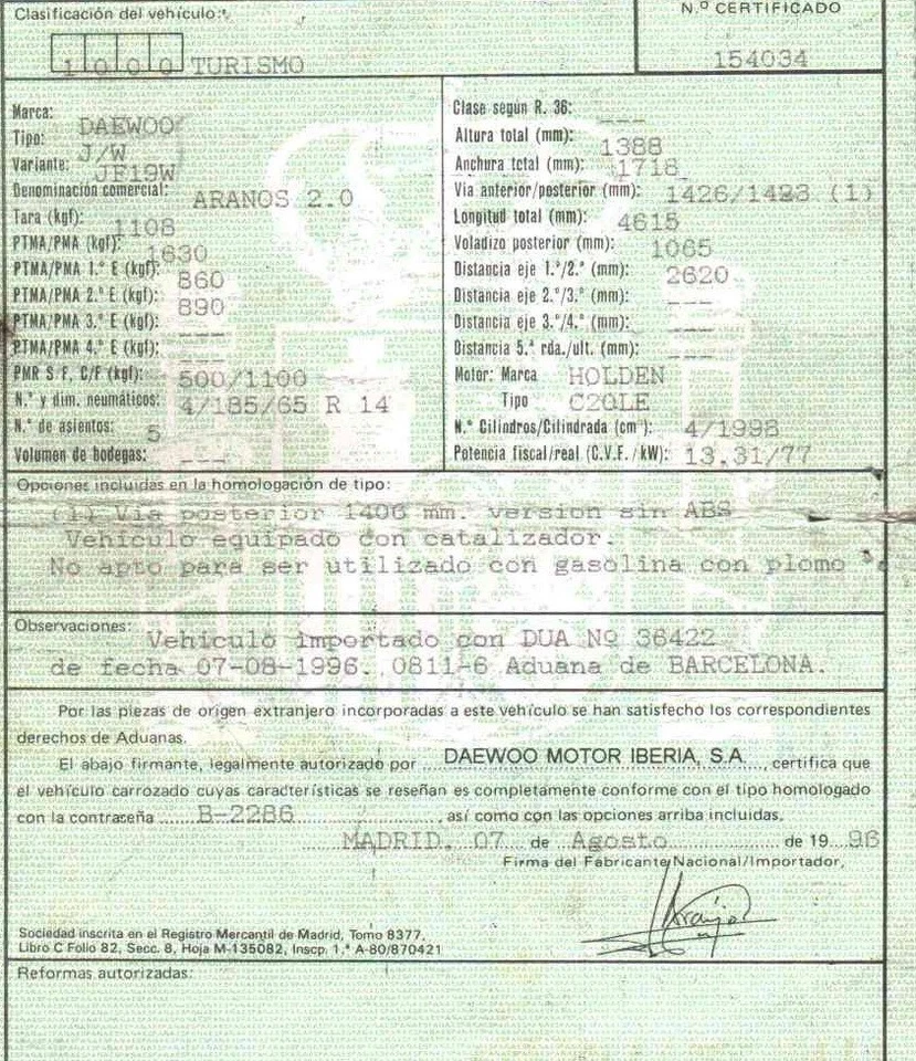 C20LE BRAZO LIMPIA DELANTERO DERECHO / 5413321 PARA DAEWOO ARANOS 2.0 - Imagen 4 de 4