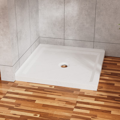 36''x36'' Shower Pan 3.3'' Height Double Threshold Shower Base in Slate White