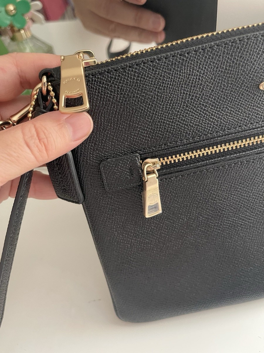 Coach Gallery Pouch Clutch Black Leather Wristlet F79895 And