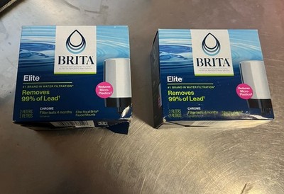 Brita Elite FR-200 Faucet Filter Cartridge 2 x 2-Pack Chrome, Lead Removal 