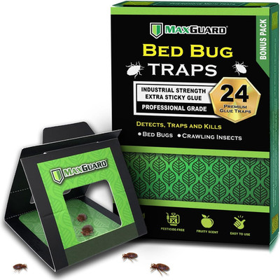 Maxguard Bed Bug Traps (24 Traps) Non-Toxic Bed Bug Detection Traps. Detects, Tr