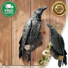 Artificial Raven Resin Statue Bird Crow Outdoor Halloween Decor Same Day