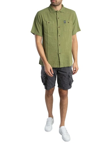 Superdry Men's Merchant Textured Short Sleeved Shirt, Green - Picture 5 of 6