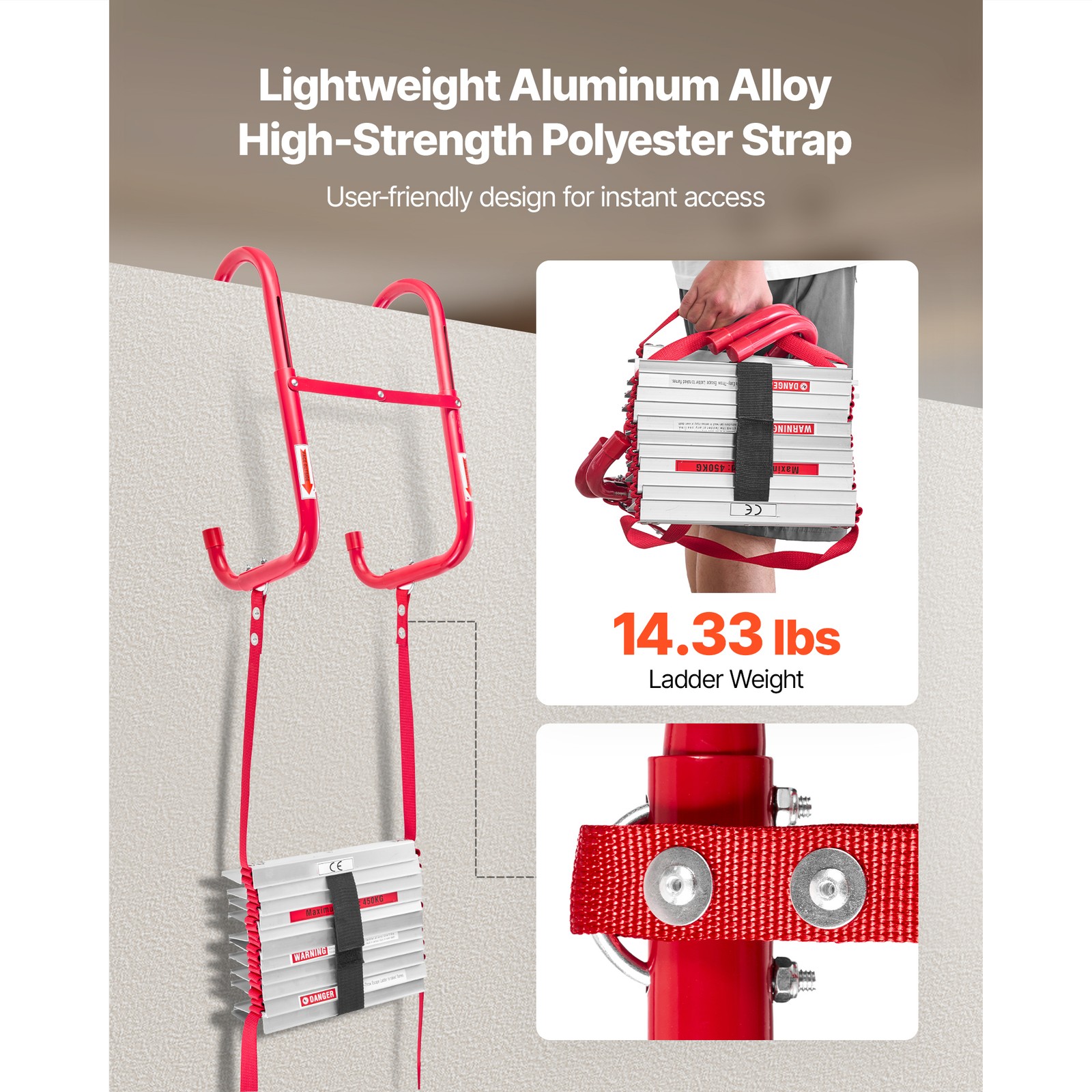 Échelle de corde de secours incendie rétractable et robuste 453 kg - 4