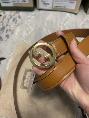 Gucci Blondie Interlocking G Belt Suede Cognac | 690557 CA00G 8351 Size 105 /42