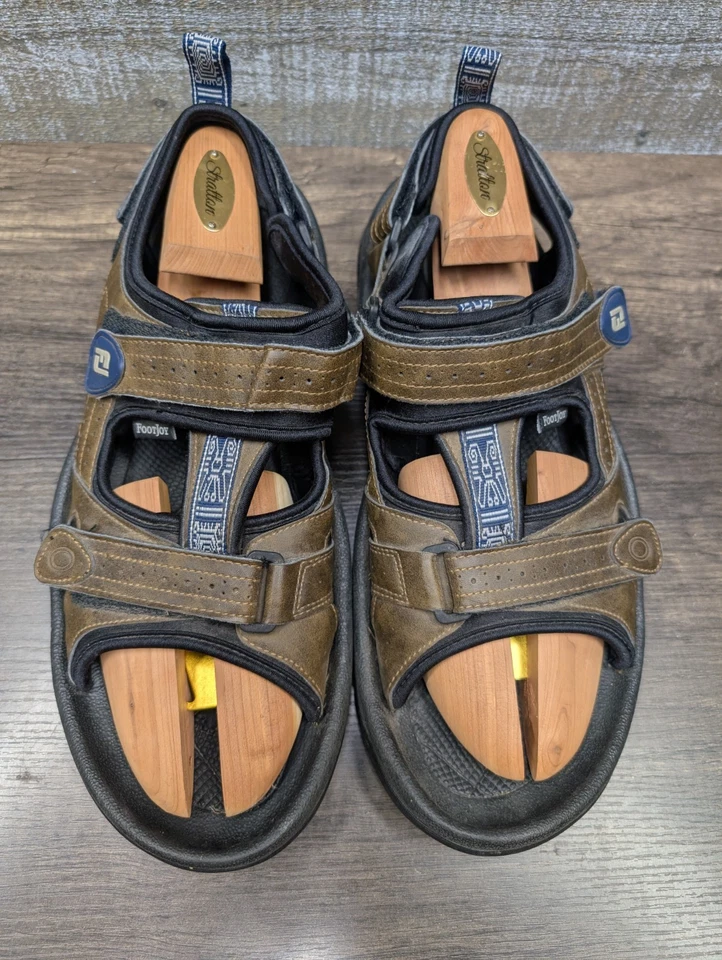 Sandalias de golf FootJoy FJ para hombre con puntas suaves correa marrón punta abierta 45641 talla 14 M Foto 3 de 4