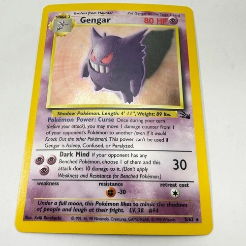 Pokémon Gengar 5/62 Holo Rare Fossil Set Unlimited EN
