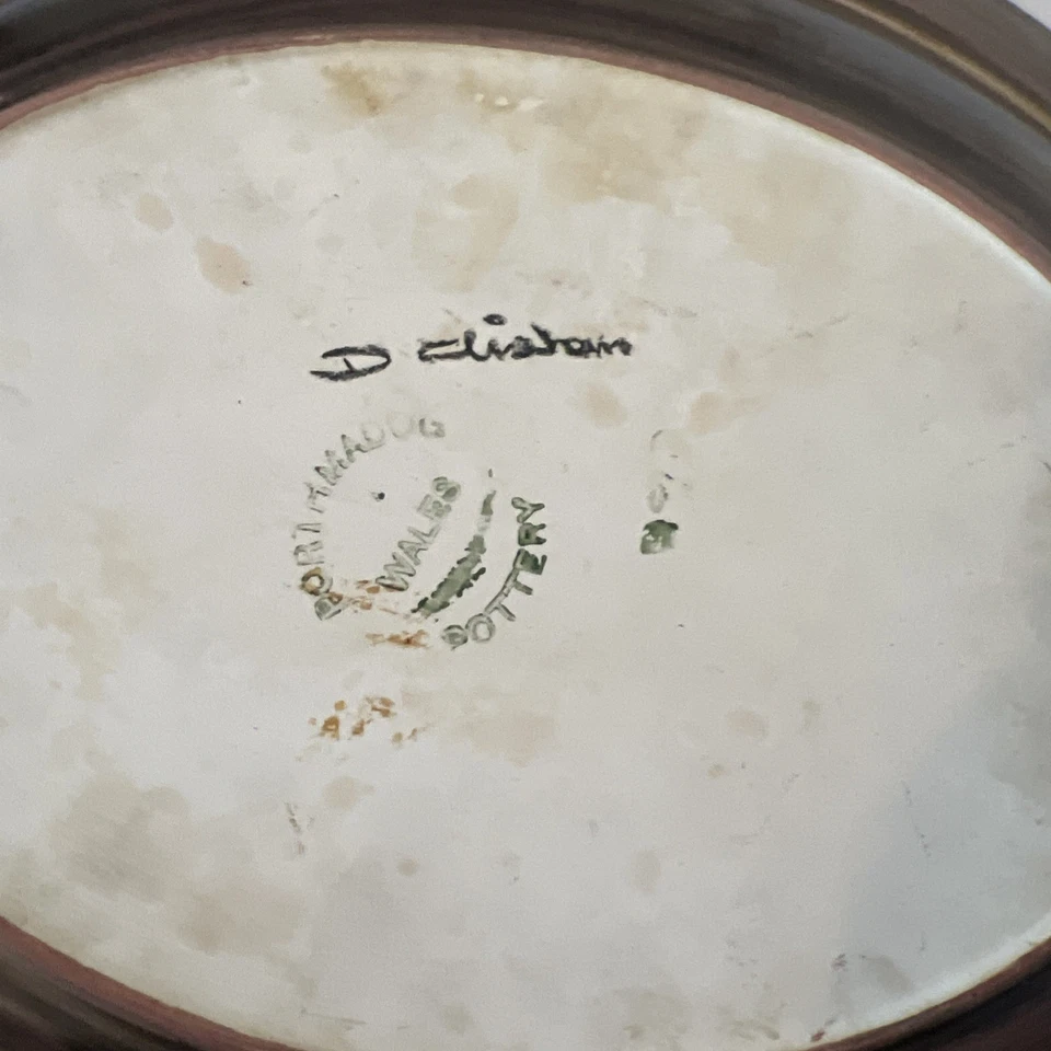 Porthmadog Pottery Green XL Dish Platter 34cm D Clisham Wales Vtg MCM 60s - Image 3 of 4