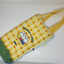 Haidilao x Miffy Tote Bag Womens Yellow Check Blue Stripes Canvas PVC Collab