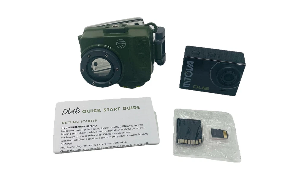 waterproof action camera Intova DUB green micro sandisk ultra 32GB and adapter - Image 2 of 4