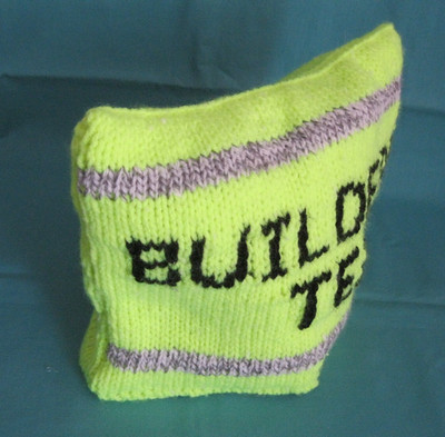 Neuheit Handarbeit Teewärmer Cosie Builders Tee, gestrickter gepolsterter Deckel 3-4 Tassen Kanne