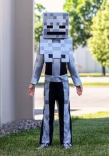 Minecraft Boys Kids Skeleton Halloween Jumpsuit Costume with Mask Size XL 14-16