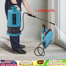 1.32Gallon/5L Battery Powered Garden Sprayer Adjustable Sprayer Wand 2 Nozzles