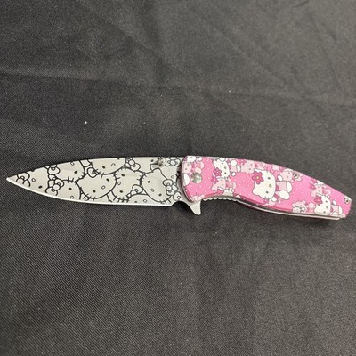 Hello Kitty Knife Pink Handle Silver Drop Point Blade