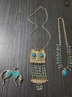Lot of 3 Vintage Costume Jewelry Turquoise Necklaces - Horse, Owl - See Pictures
