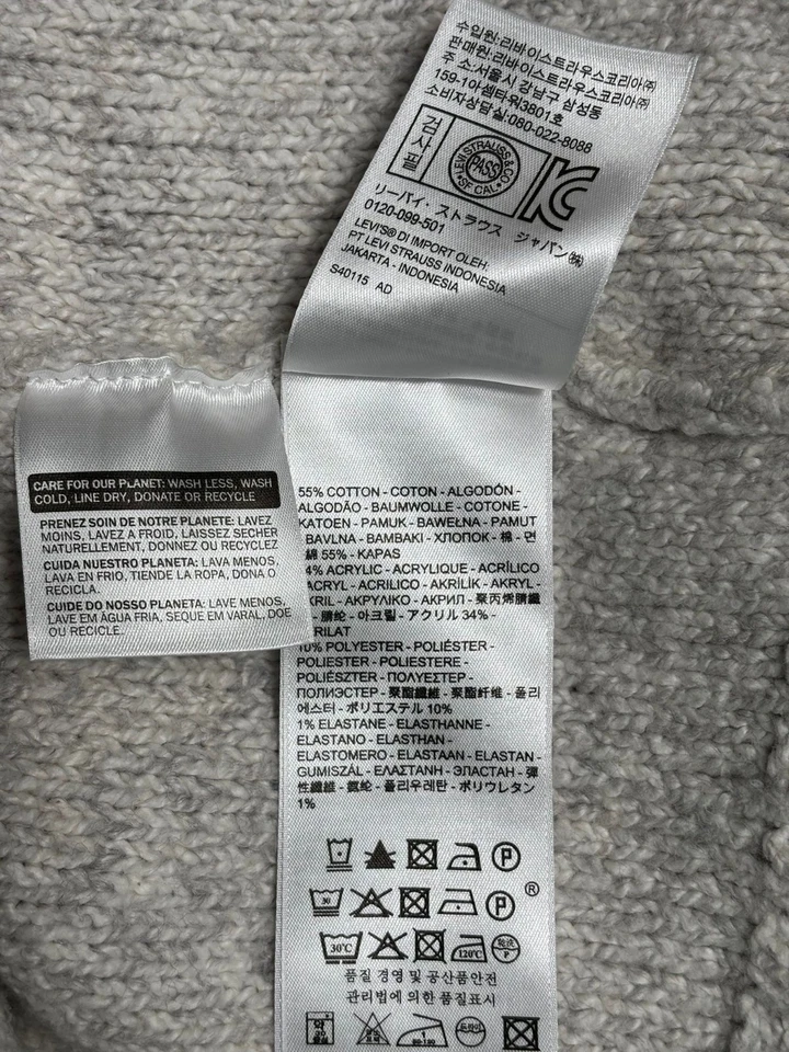 Cárdigan suéter Levi's cuello chal frente abierto para mujer talla L gris cómodo Foto 4 de 4