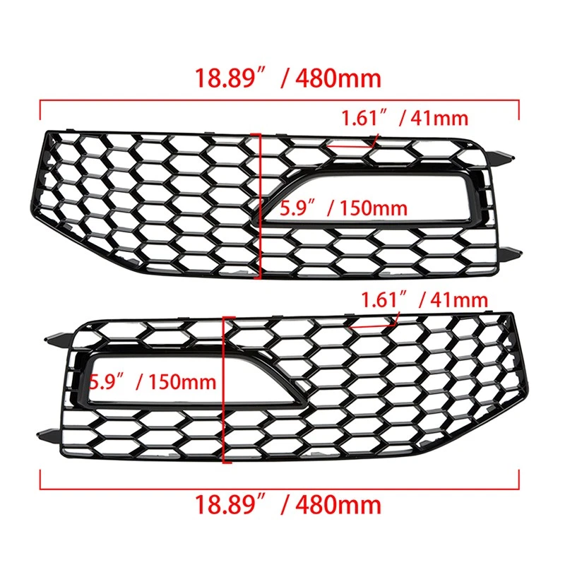 2x Black Front Fog Light Covers Fit For Audi A4 S-line S4 2013-2015 8K0807681L - Image 2 of 4