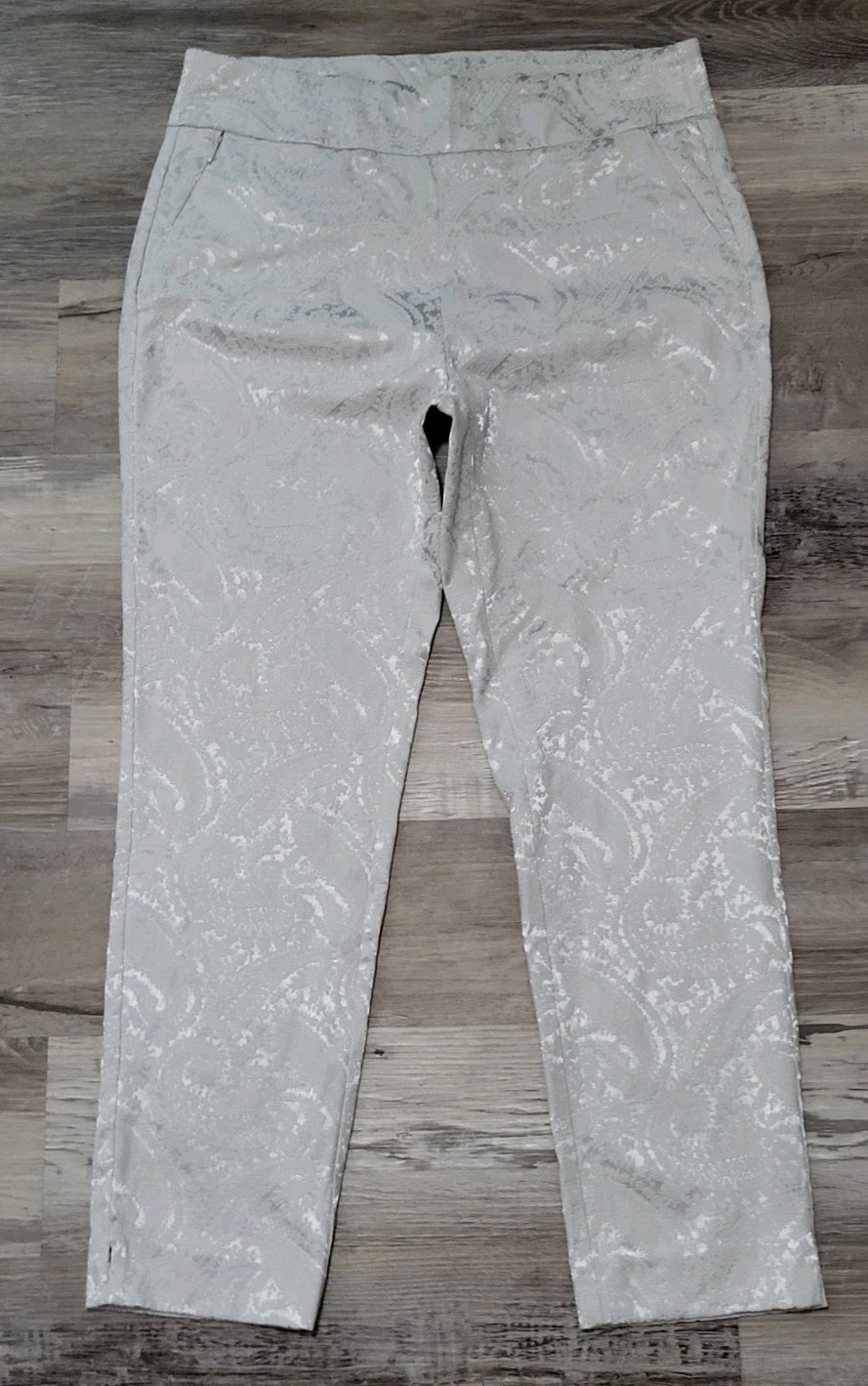 Soft Surroundings Pants Large Silver Paisley Holi… - image 1