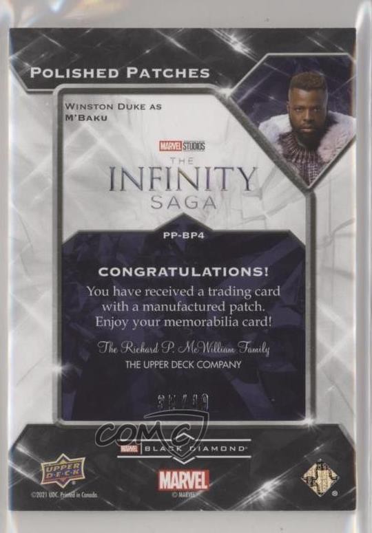 2021 Marvel Black Diamond Polished Panther 35/49 Winston Duke M'Baku Patch a2w thumbnail 2