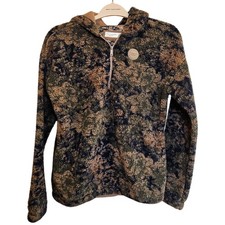Abercrombie Kids Sherpa Fleece Hoodie Quarter Zip Camo Green Brown Size 15/16