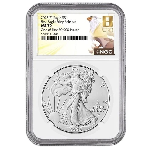 2025 $1 American Silver Eagle First Eagle Privy NGC MS70 - One of First 50,000!