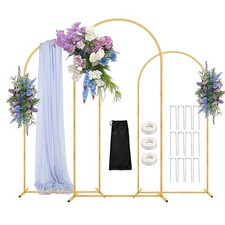 Balloon Arch Stand, 6FT,5FT,4FT Set of 3 Metal Gold Wedding Backdrop Arch Sta...