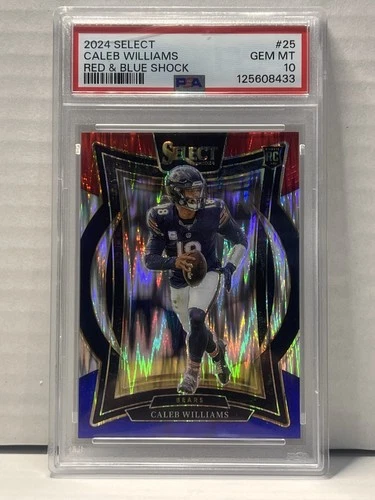 2024 Panini Select - Concourse Caleb Williams Red & Blue Shock PSA 10 RC