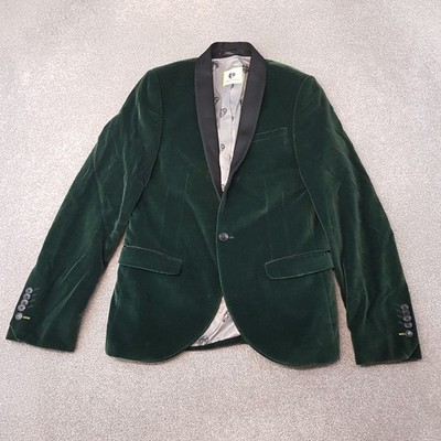 Noose & Monkey Mens Jacket 38R Green Velvet Tuxedo Smoking Blazer Lapels Cigar