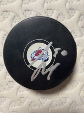 Autograph Trent Miner Avalanche team puck signed in person 