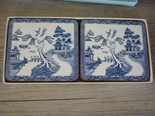 VINTAGE WILLOWVALE DRINK COASTERS SET OF 6 AS...