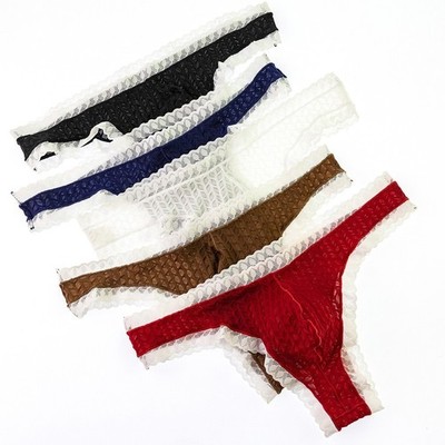 Lace Mesh Men Briefs Translucent G String Sexy T Back Thong Underwear Style