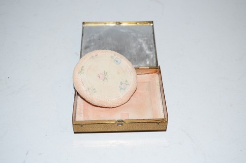 Vtg Powder Mirror Compact Cosmetics MCM Gold Tone Bird Rhinestones - Picture 9 of 10