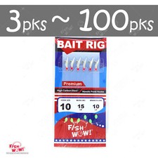 Premium Size 10 Fishing sabiki Bait Rig High Carbon steel 6-Hook Fish Skin FW469