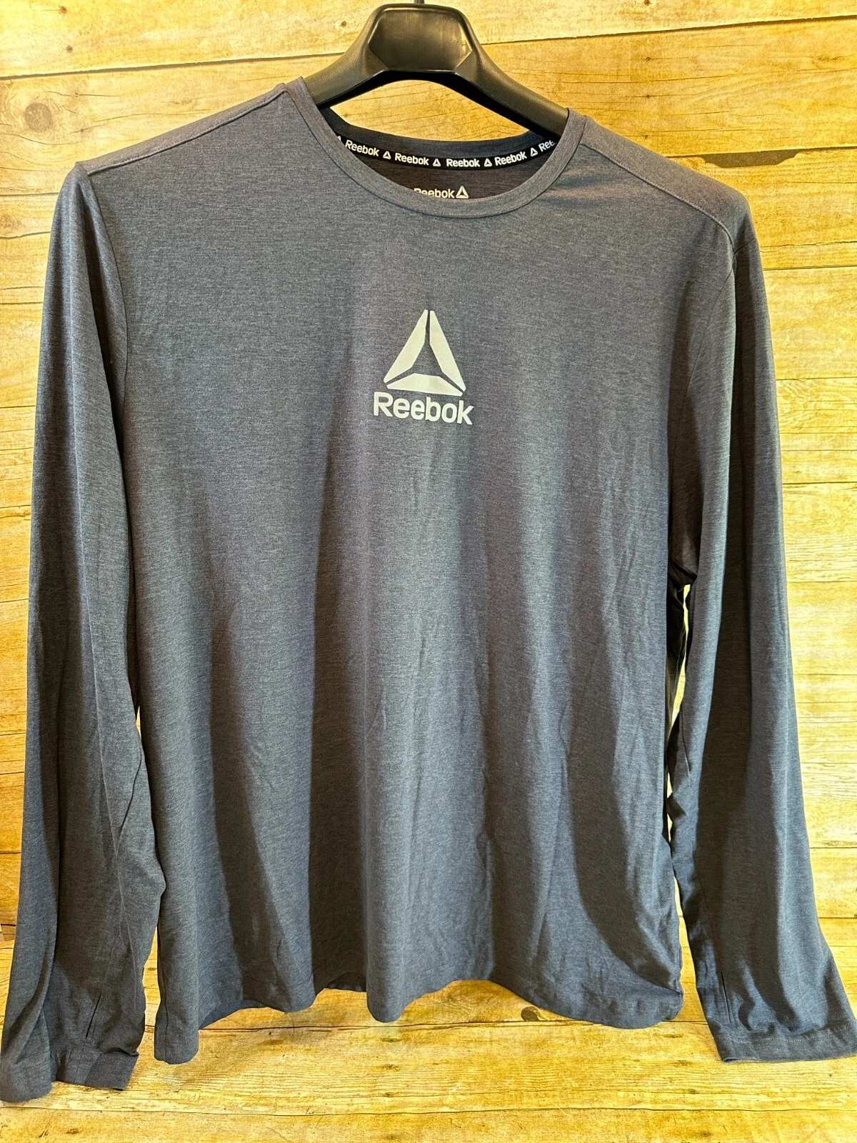 REEBOK PERFORMANCE TEE T-SHIRT REFLECTIVE MEN'S 3XL LS CREW NECK GRAY ⭐️MINT⭐️