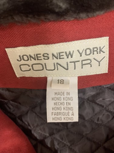 Jones New York Country Womens Vintage Fall Winter Jacket 18 Red Quilted Lining - Picture 12 of 12
