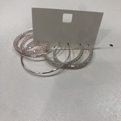Beeline Fashion Jewelry 3-Pair Pink Beaded Hoop Earring Set