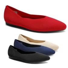 Women Knit Pointed Toe Flat Shoes Dressy Work Office Flats With Arch Support
