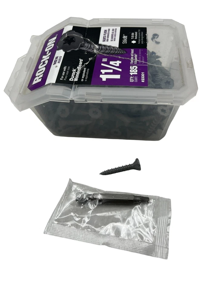 Caja de tornillos Rock-On de 1-1/4 pulgadas estrella cabeza redonda acero cemento 185 piezas Foto 2 de 2