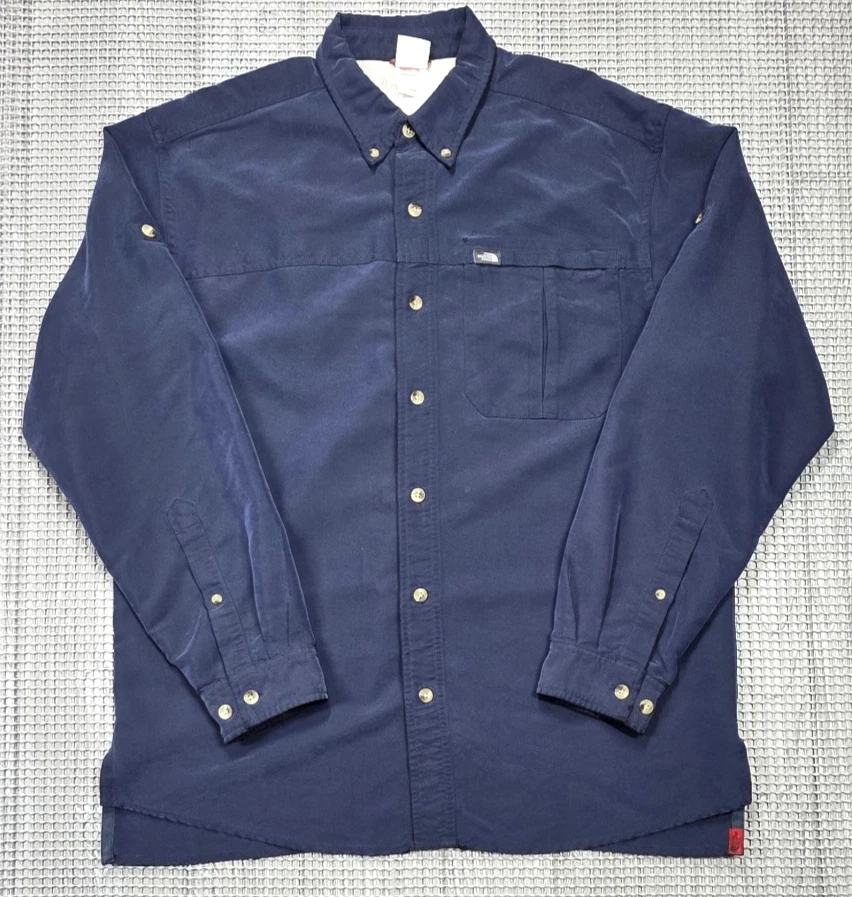 The North Face Mens M Outdoor Button Up Shirt Blue Modal Hiking Roll Tab Sleeve - Image 2 of 4