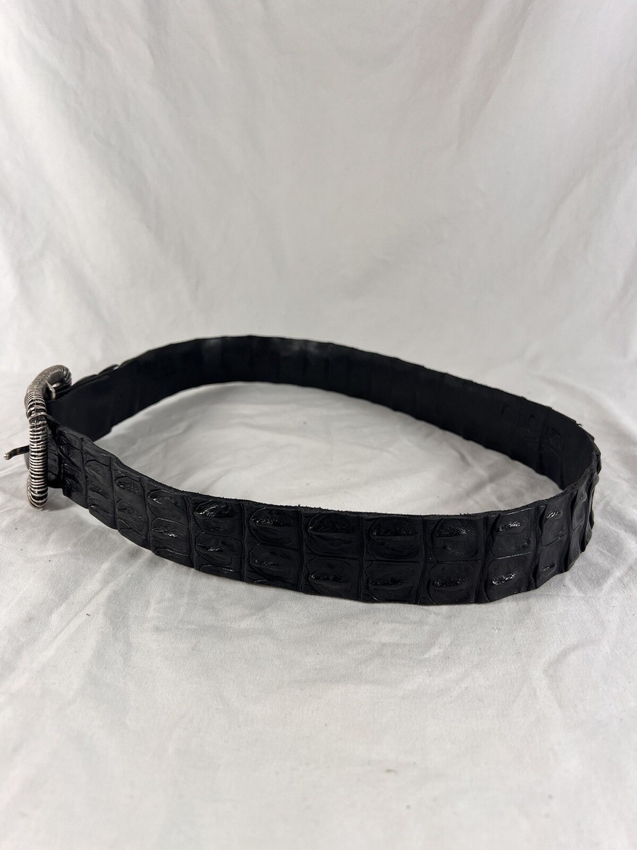 OLD GRINGO Black Caiman Alligator Leather Buckle Accent Belt Made in Mexico 34 OLD GRINGO Black Caiman Alligator Leather Buckle Accent Belt  main image 2