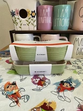 Le Creuset Stoneware Ceramic Baking Dish & Ramekins. Color Green