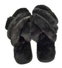 INC International Concepts Women's Faux-Fur Crossband Slippers Designer Spa