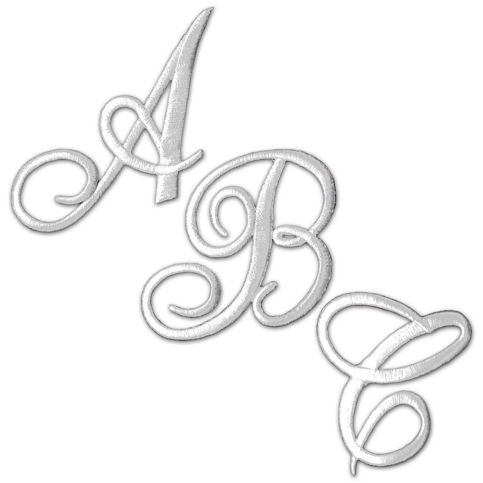 Parches de letras con guión para planchar, letras con monograma bordadas, 3 colores vendedor de EE. UU. Foto 2 de 4