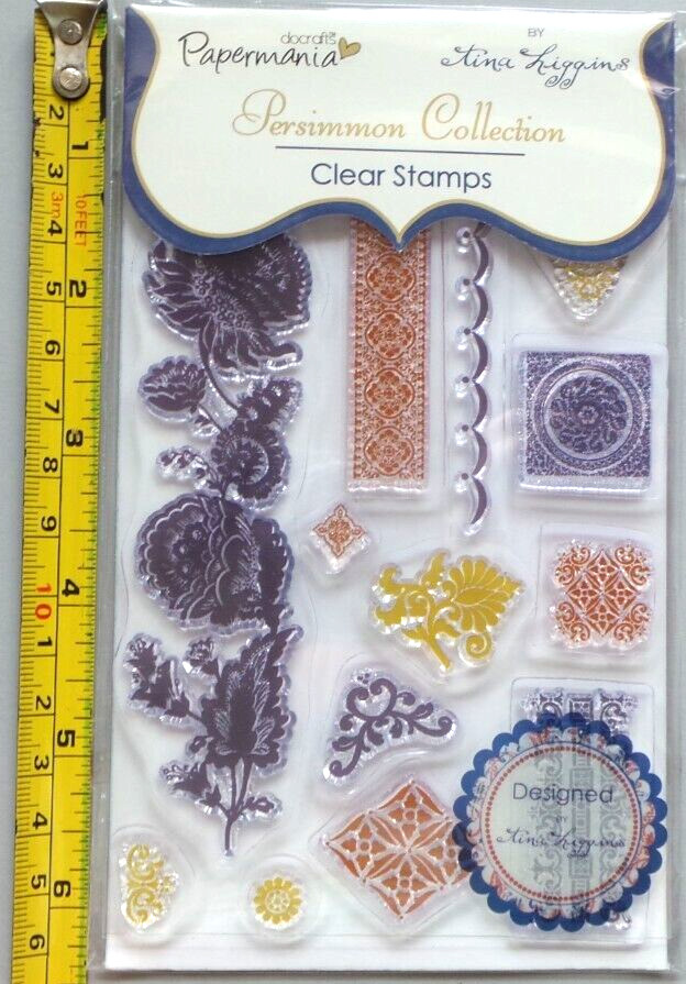 Docrafts Papermania 13 Clear Rubber Stamps Persimmon Collection Borders & Corner