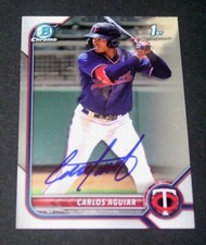 CARLOS AGUIAR Signed/Autographed 2022 1st Bowman Chrome Card #BCP-1 Twins w/COA