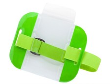 50 pcs Reflective Green Arm Band Photo ID Badge Holder Vertical w/ Elastic Band