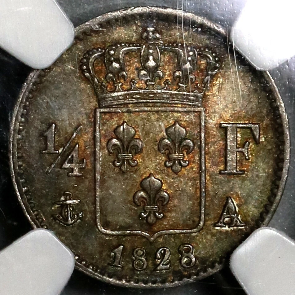 Moneda de plata Carlos X París 1828-A NGC MS 63 Francia 1/4 franco (19111801C) Foto 4 de 4