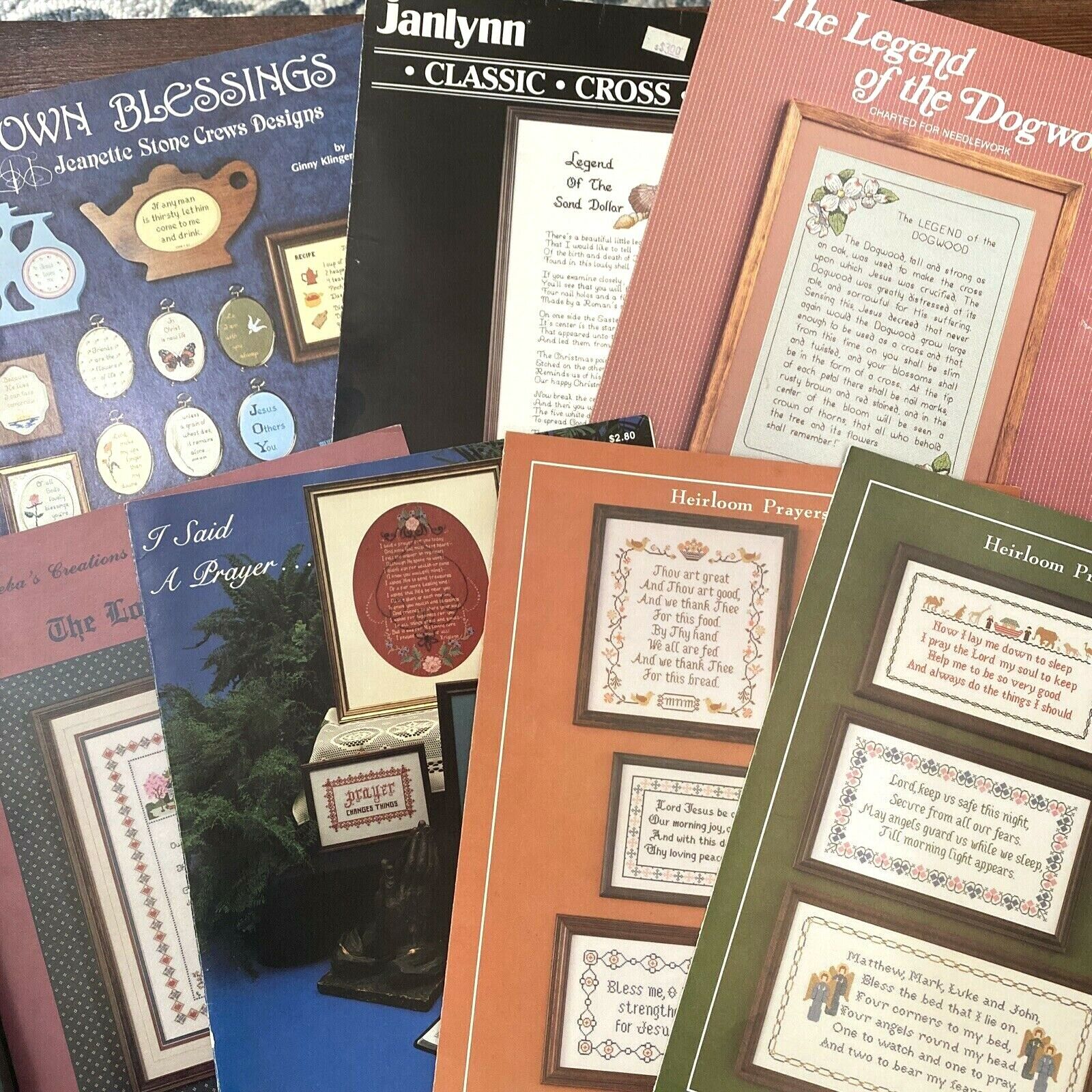 Lot of 7 Christian Prayers Bible Verse Designs Cross Stitch Pattern Leaflets