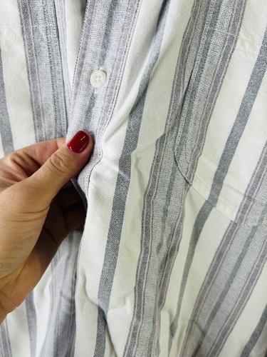 Vintage 90s Eddie Bauer Mens XL Chamois Cloth Faded Flannel Striped Button Shirt - Picture 6 of 7