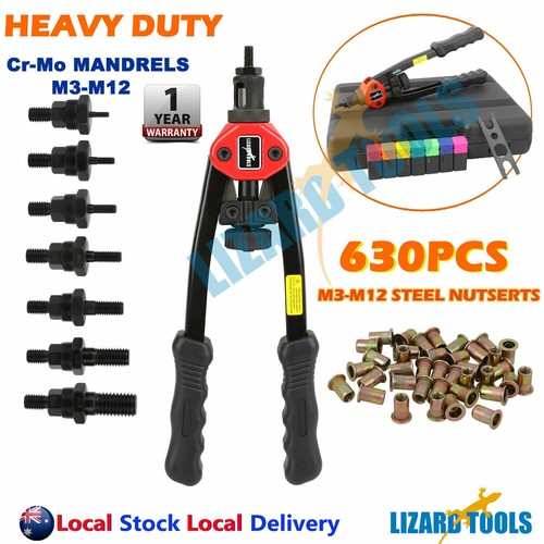 Heavy Duty 1660pcs Nutsert Tool Kit Rivnut Riveter Rivet Nut Gun M3-12 Mandrels - Picture 16 of 18